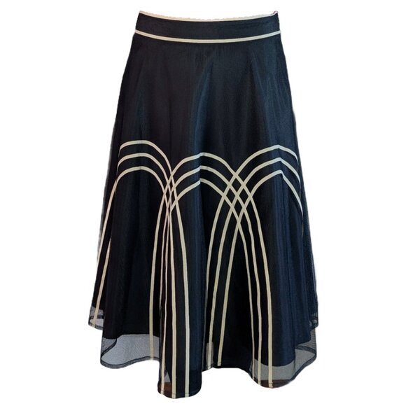 Vintage Ann Taylor Loft Navy and White Tulle Skirt Sz 6 - Picture 1 of 9
